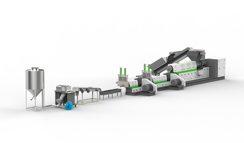Línea de peletización de triple etapa con doble husillo paralelo de rotación contraria